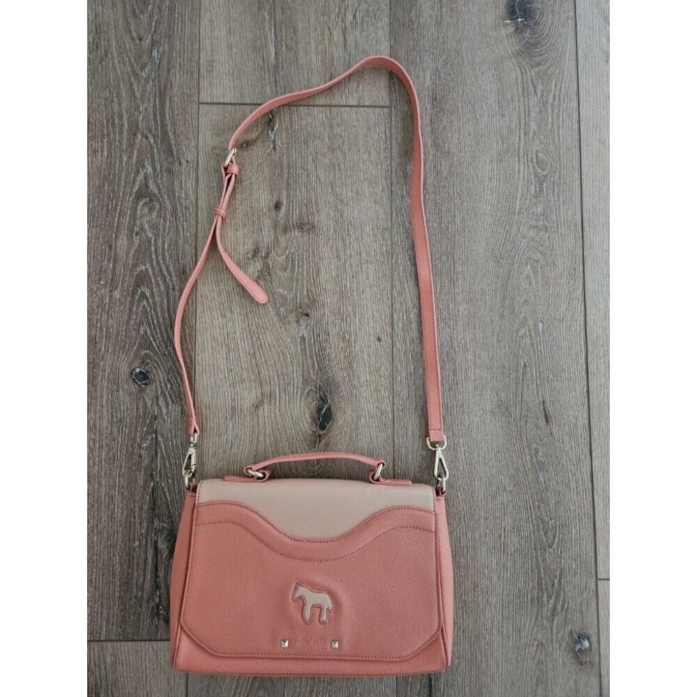 Lapalette Salmon Crossbody Detachable Strap Satchel Leather Purse
